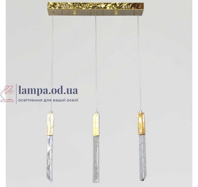 Лінійна золота LED люстра з 3 гранованими підвісами Artlight 2350/3GD для кухні 2350/3GD фото