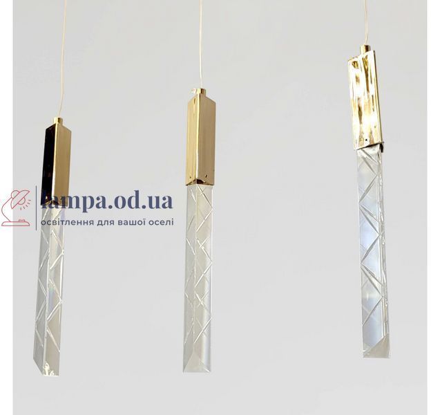 Лінійна золота LED люстра з 3 гранованими підвісами Artlight 2350/3GD для кухні 2350/3GD фото