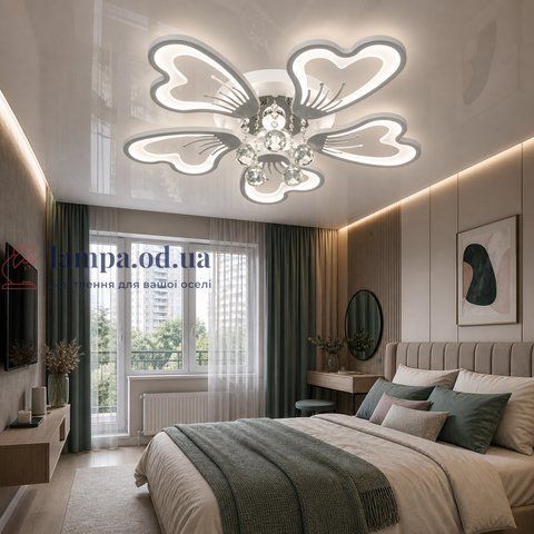 Компактная потолочная LED-люстра для кухни Diasha 8154/5WH белая, 5 лепестков, 75Вт, 55 см, 10-16m&sup2; 8154/5WH dimmer фото