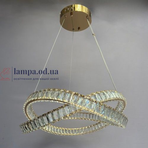 Підвісна кришталева LED-люстра з кільцями Linisoln 7108 FG золото 180 Вт 58 см для вітальні до 17 м2 7108 FG фото