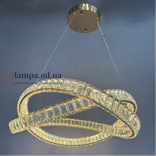 Підвісна кришталева LED-люстра з кільцями Linisoln 7108 FG золото 180 Вт 58 см для вітальні до 17 м2 7108 FG фото