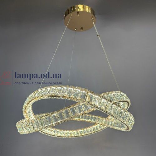 Підвісна кришталева LED-люстра з кільцями Linisoln 7108 FG золото 180 Вт 58 см для вітальні до 17 м2 7108 FG фото