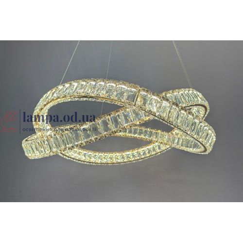 Підвісна кришталева LED-люстра з кільцями Linisoln 7108 FG золото 180 Вт 58 см для вітальні до 17 м2 7108 FG фото