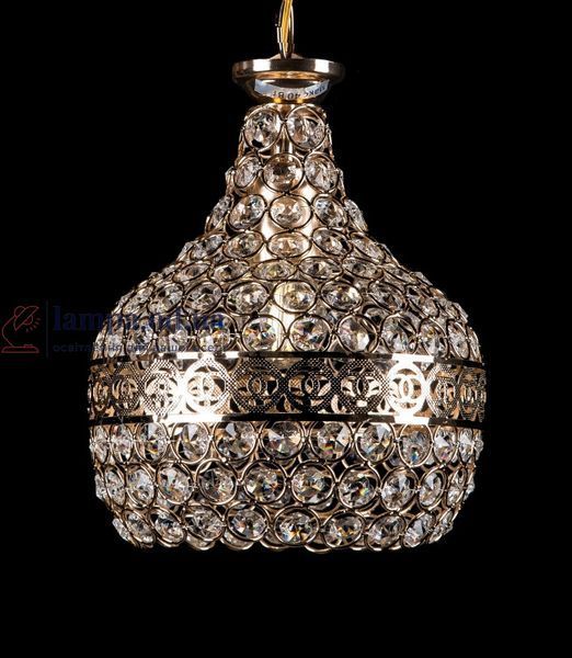 Люстра Splendid Ray L196/1, E27, 1 лампа, висота 35-50 см, золото, білий, метал, кришталь, сучасний стиль для дому 30384444 фото
